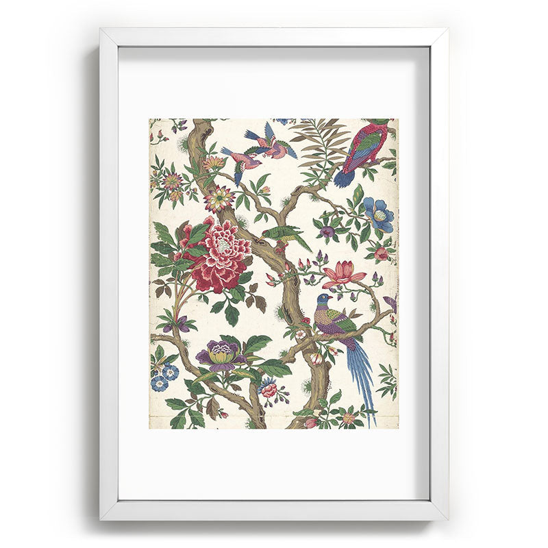 18th Century Chinoiserie Magpie Ivory Peony Garden Framed Art Print