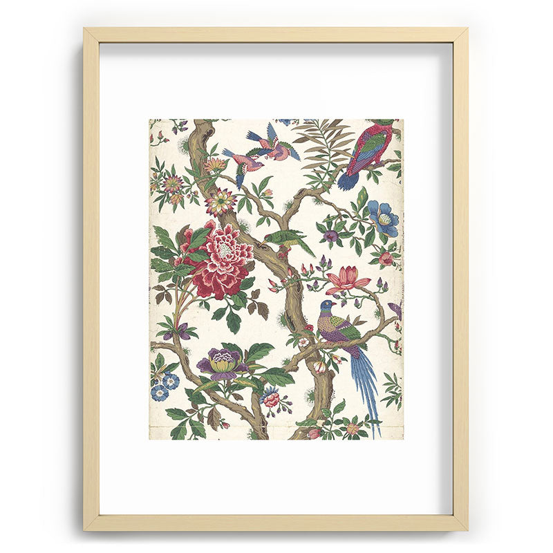 18th Century Chinoiserie Magpie Ivory Peony Garden Framed Art Print