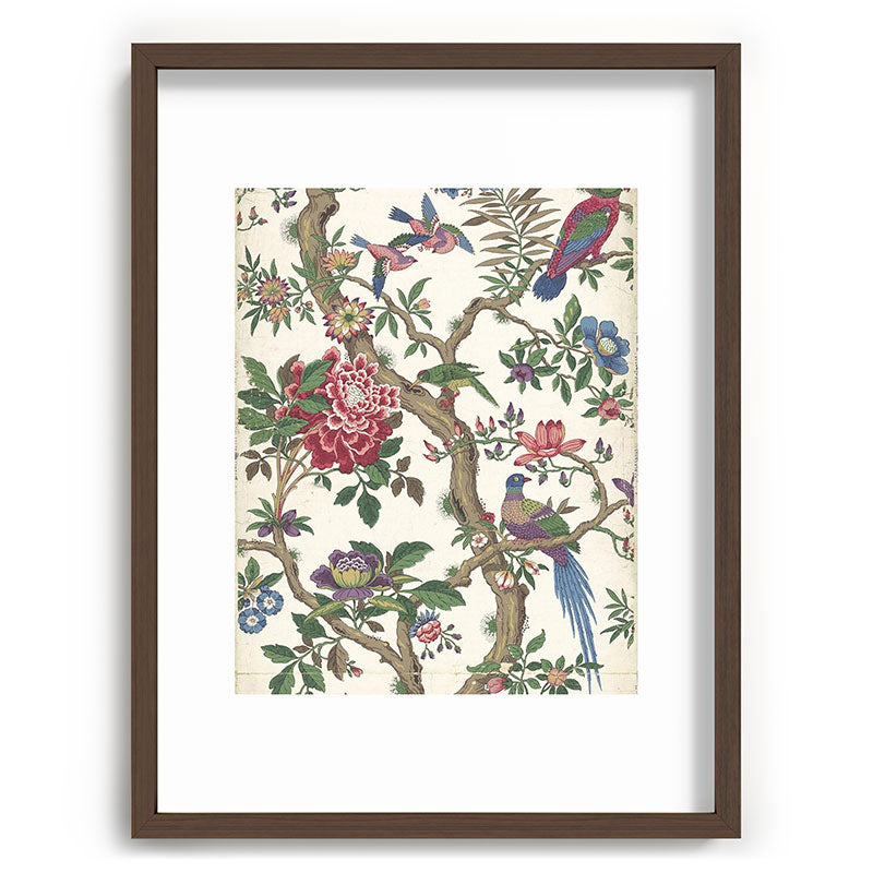 18th Century Chinoiserie Magpie Ivory Peony Garden Framed Art Print