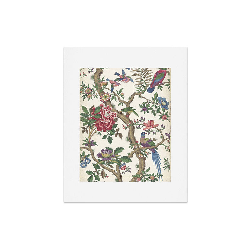 18th Century Chinoiserie Magpie Ivory Peony Garden Art Print