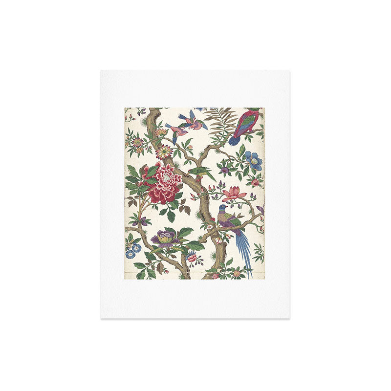 18th Century Chinoiserie Magpie Ivory Peony Garden Art Print