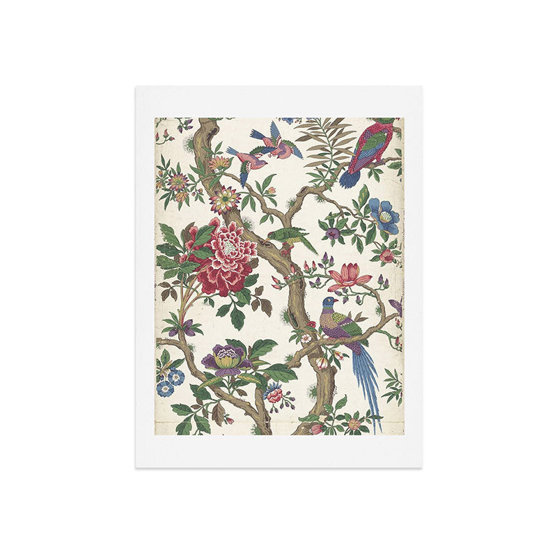 18th Century Chinoiserie Magpie Ivory Peony Garden Art Print