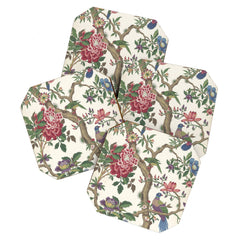 18th Century Chinoiserie Magpie Ivory Peony Garden Coaster