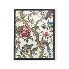 18th Century Chinoiserie Magpie Ivory Peony Garden Framed Canvas Print