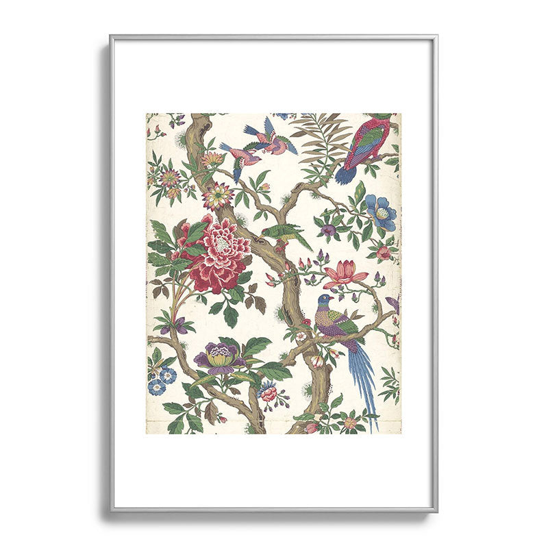 18th Century Chinoiserie Magpie Ivory Peony Garden Framed Art Print