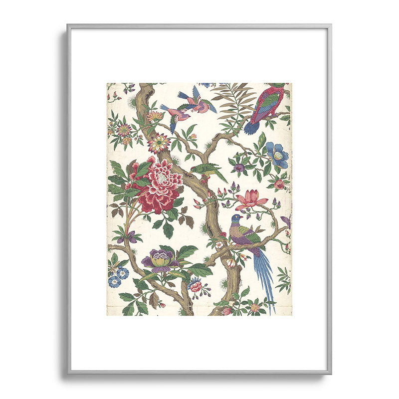 18th Century Chinoiserie Magpie Ivory Peony Garden Framed Art Print