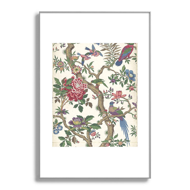 18th Century Chinoiserie Magpie Ivory Peony Garden Framed Art Print