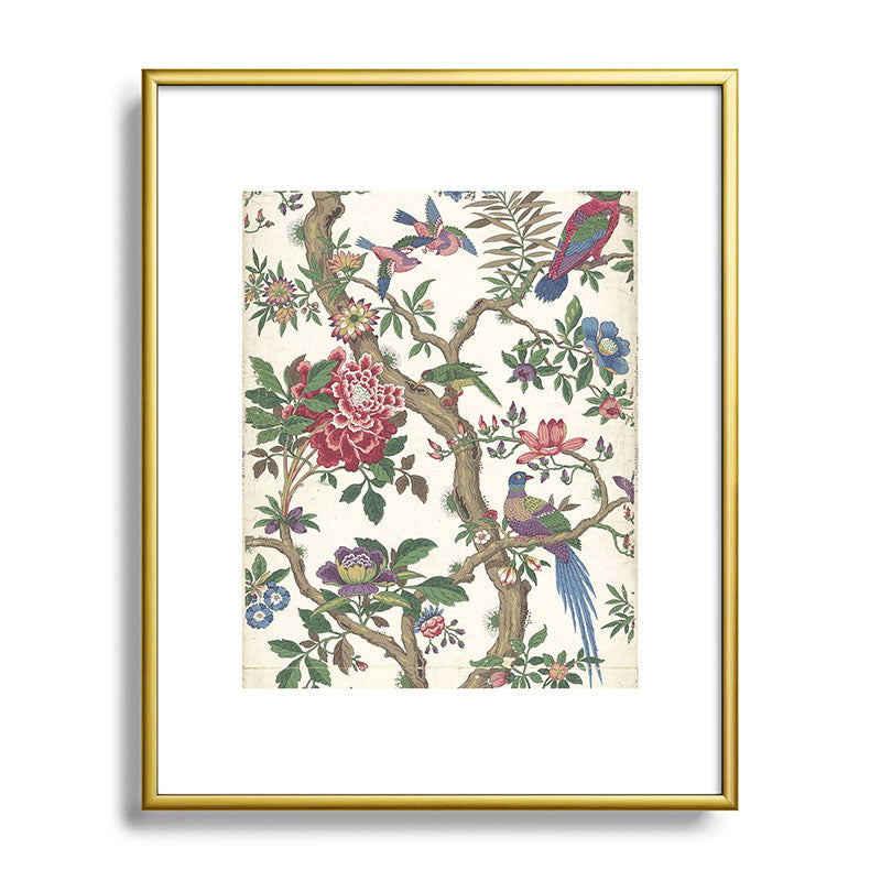 18th Century Chinoiserie Magpie Ivory Peony Garden Framed Art Print