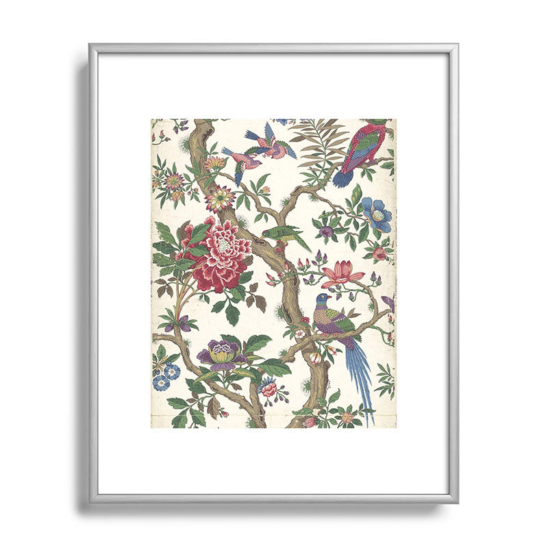 18th Century Chinoiserie Magpie Ivory Peony Garden Framed Art Print