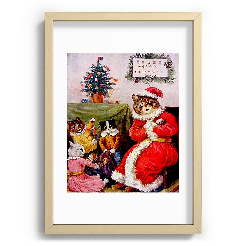 A Merry Christmas' Vintage Cat Art by Louis Wain Framed Art Print