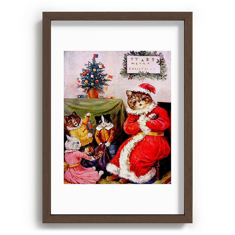 A Merry Christmas' Vintage Cat Art by Louis Wain Framed Art Print
