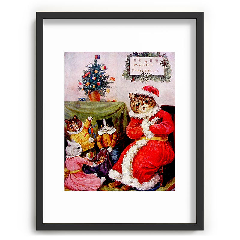 A Merry Christmas' Vintage Cat Art by Louis Wain Framed Art Print