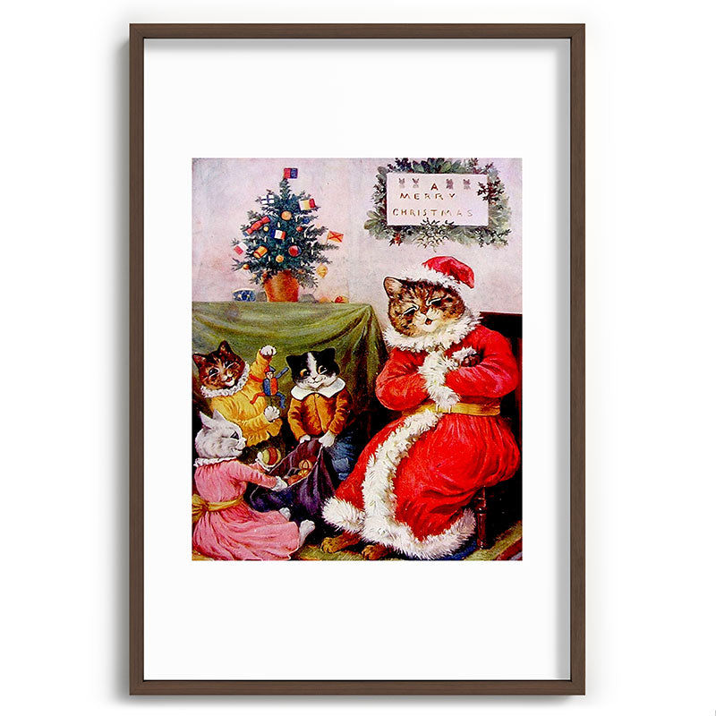 A Merry Christmas' Vintage Cat Art by Louis Wain Framed Art Print