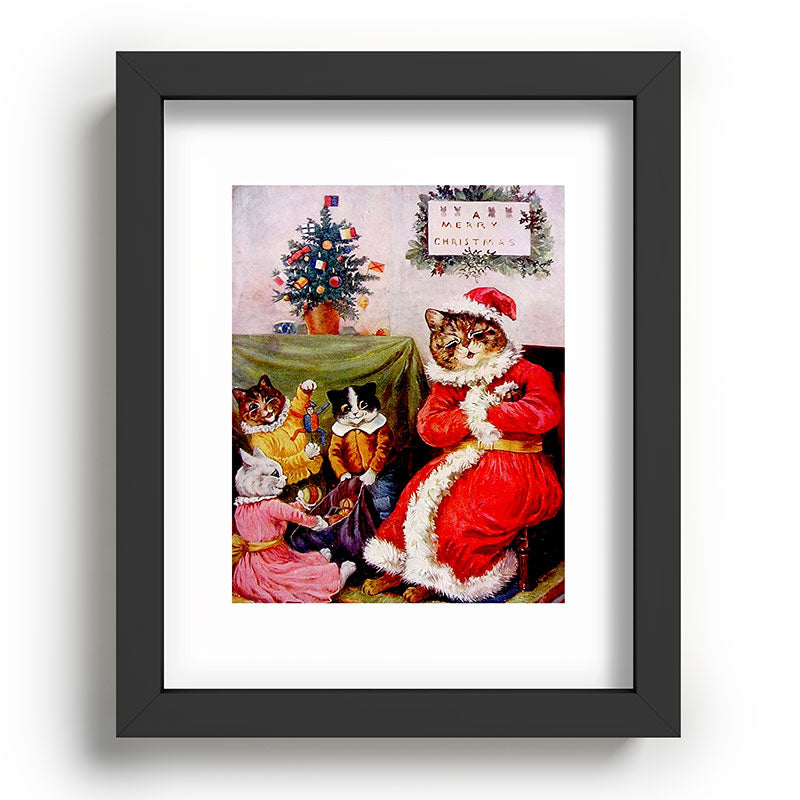 A Merry Christmas' Vintage Cat Art by Louis Wain Framed Art Print