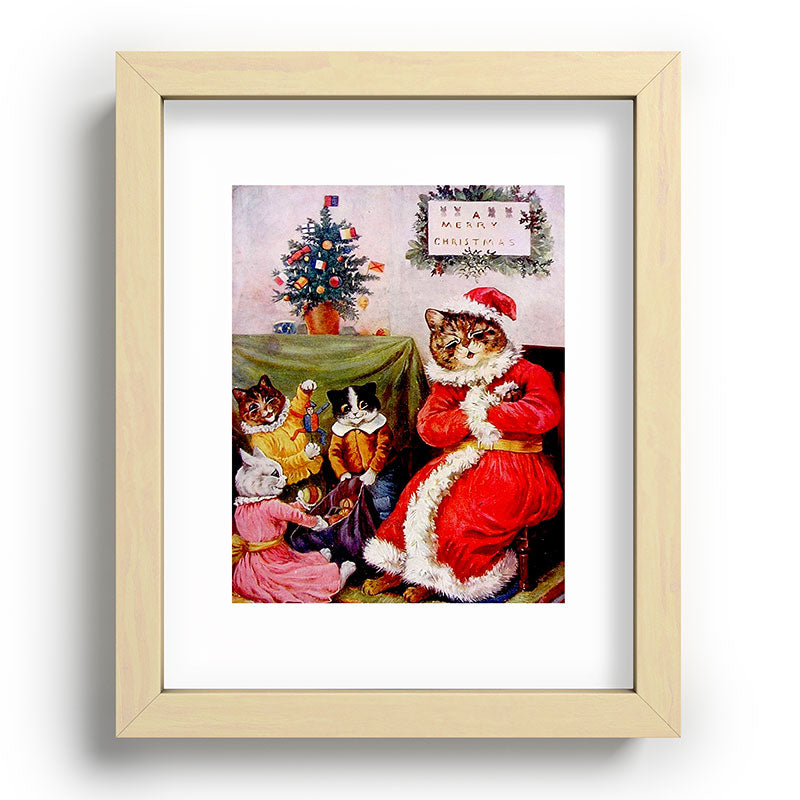 A Merry Christmas' Vintage Cat Art by Louis Wain Framed Art Print