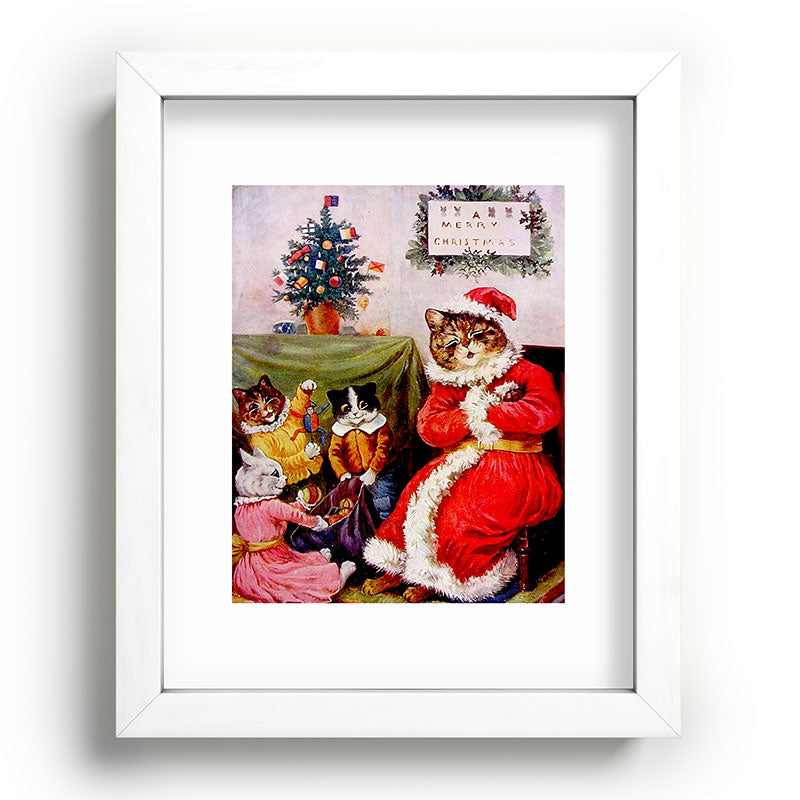 A Merry Christmas' Vintage Cat Art by Louis Wain Framed Art Print