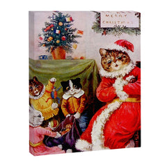 A Merry Christmas' Vintage Cat Art by Louis Wain Canvas Print