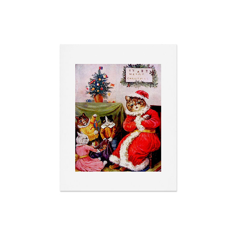 A Merry Christmas' Vintage Cat Art by Louis Wain Art Print