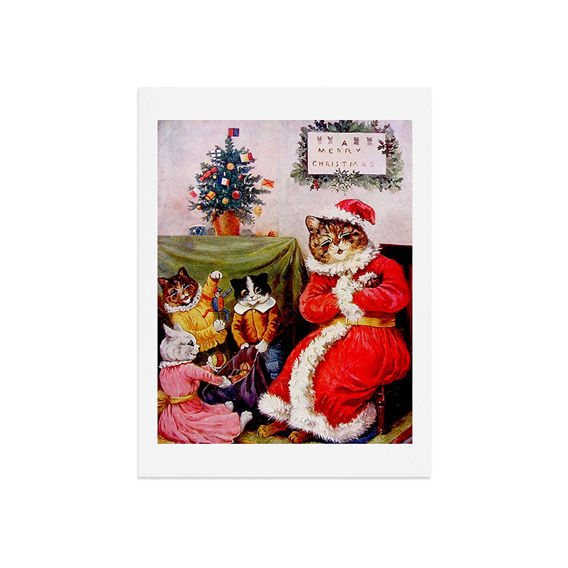 A Merry Christmas' Vintage Cat Art by Louis Wain Art Print