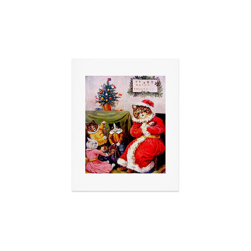 A Merry Christmas' Vintage Cat Art by Louis Wain Art Print