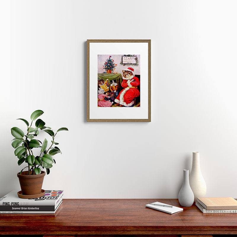 A Merry Christmas' Vintage Cat Art by Louis Wain Framed Art Print