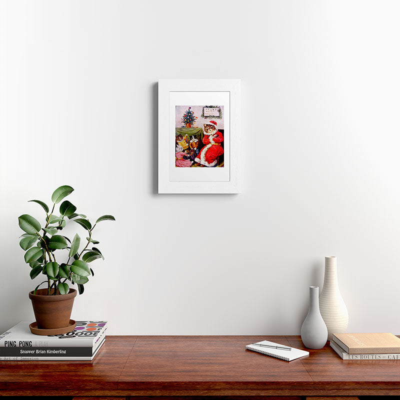 A Merry Christmas' Vintage Cat Art by Louis Wain Framed Art Print