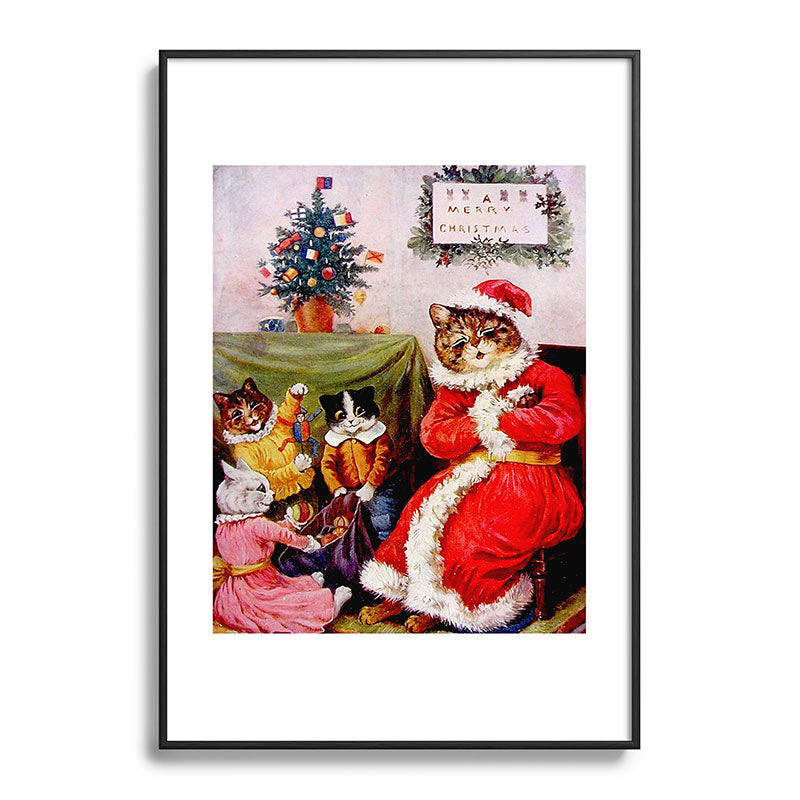 A Merry Christmas' Vintage Cat Art by Louis Wain Framed Art Print
