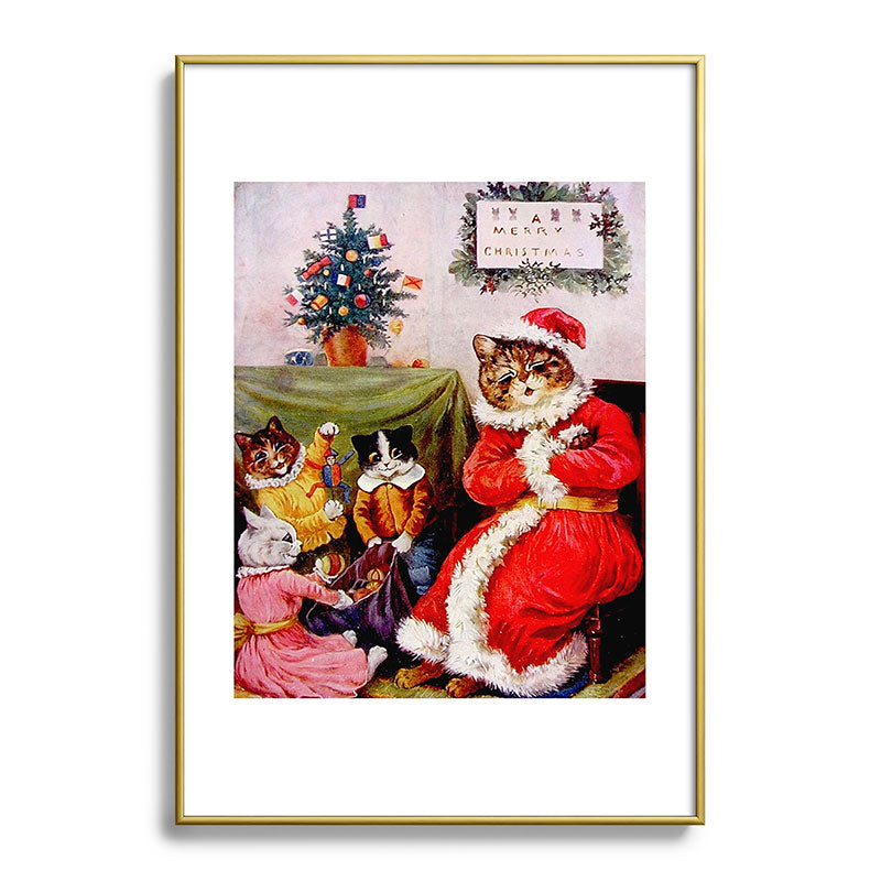 A Merry Christmas' Vintage Cat Art by Louis Wain Framed Art Print