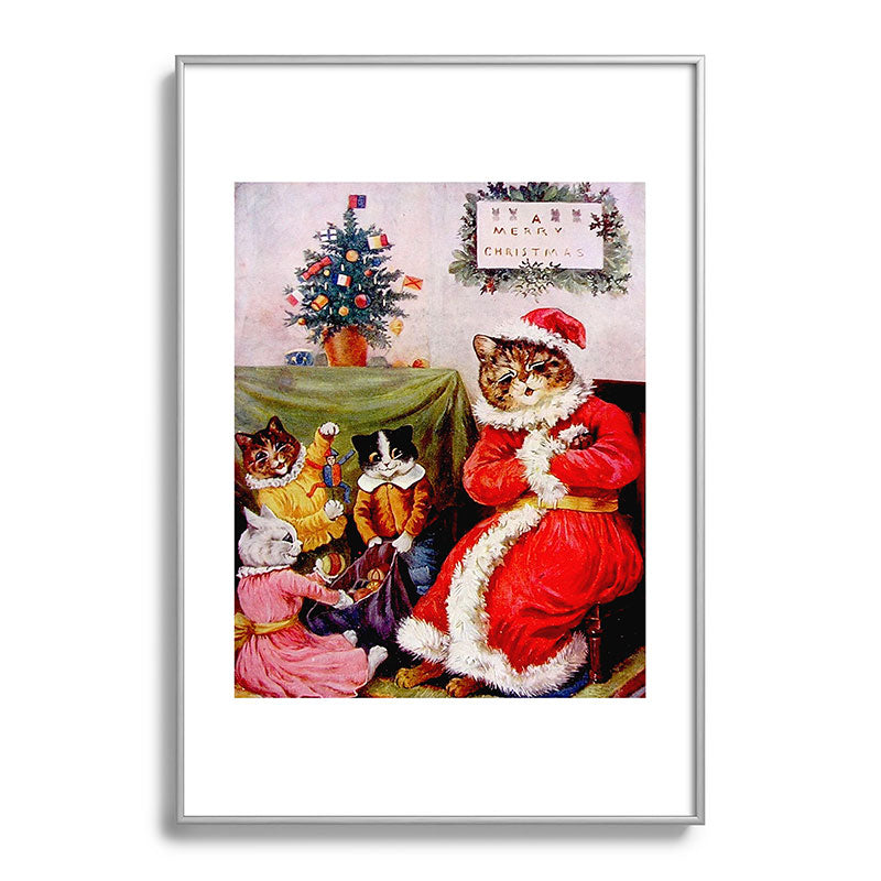 A Merry Christmas' Vintage Cat Art by Louis Wain Framed Art Print