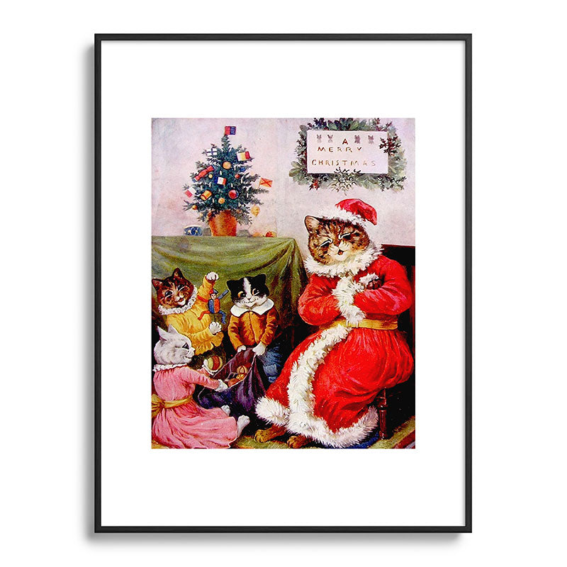 A Merry Christmas' Vintage Cat Art by Louis Wain Framed Art Print