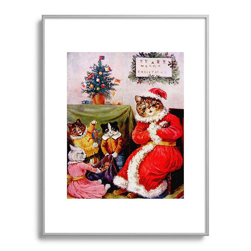 A Merry Christmas' Vintage Cat Art by Louis Wain Framed Art Print
