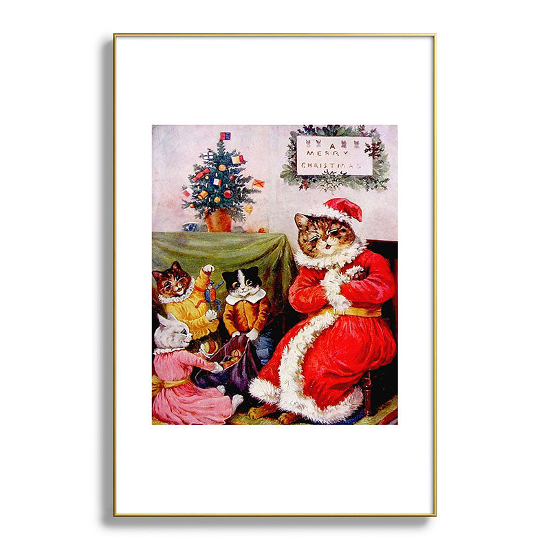 A Merry Christmas' Vintage Cat Art by Louis Wain Framed Art Print