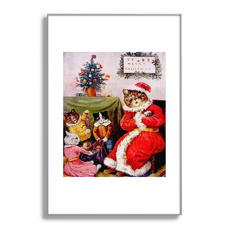A Merry Christmas' Vintage Cat Art by Louis Wain Framed Art Print