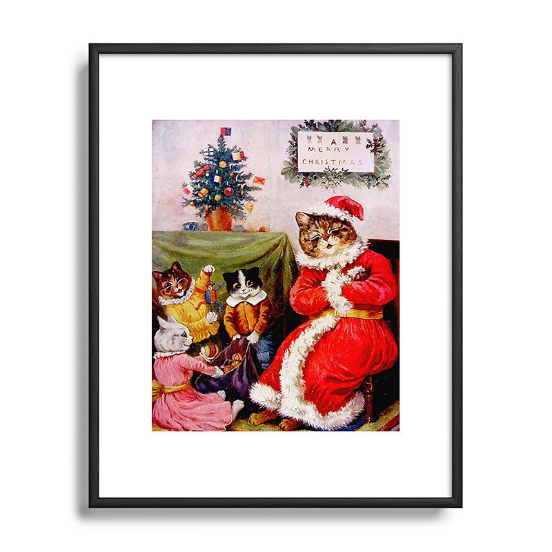 A Merry Christmas' Vintage Cat Art by Louis Wain Framed Art Print