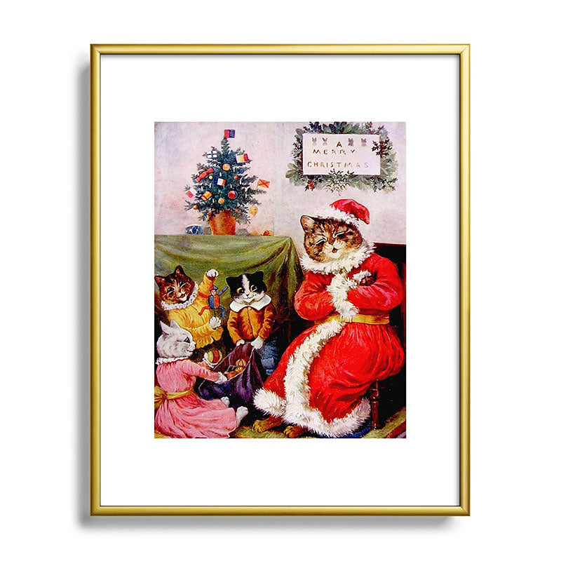A Merry Christmas' Vintage Cat Art by Louis Wain Framed Art Print
