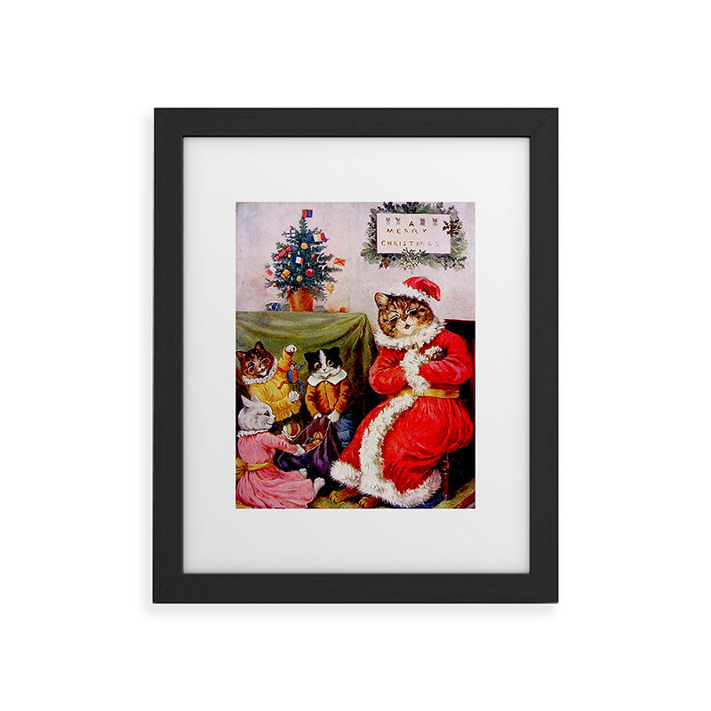 A Merry Christmas' Vintage Cat Art by Louis Wain Framed Art Print
