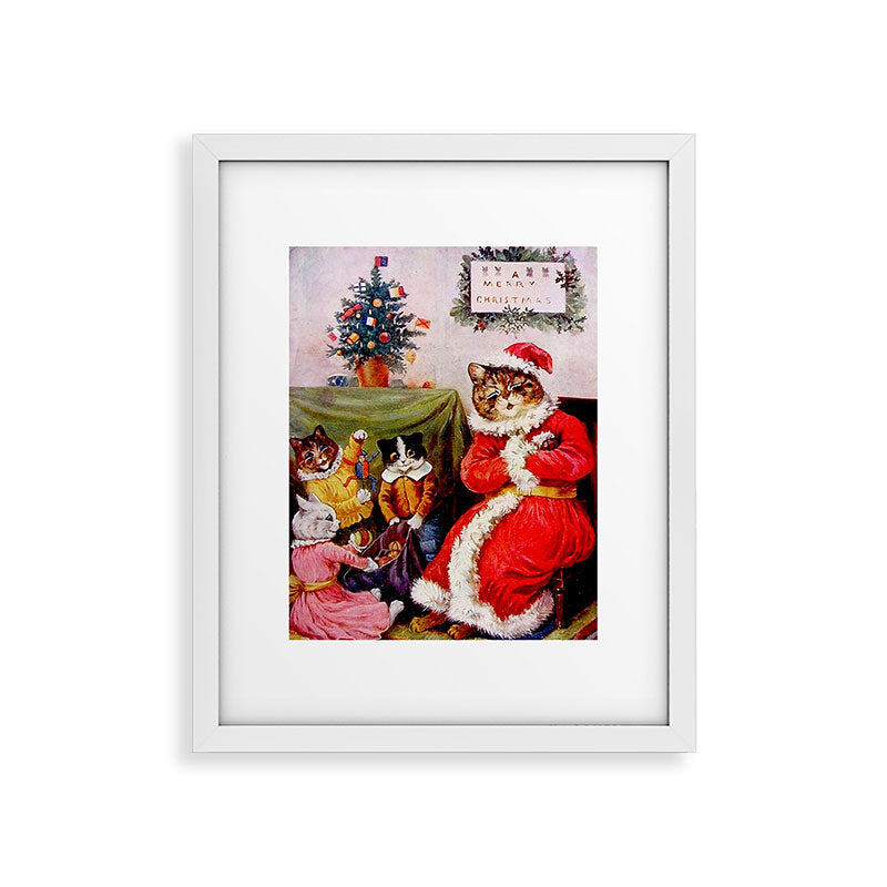 A Merry Christmas' Vintage Cat Art by Louis Wain Framed Art Print