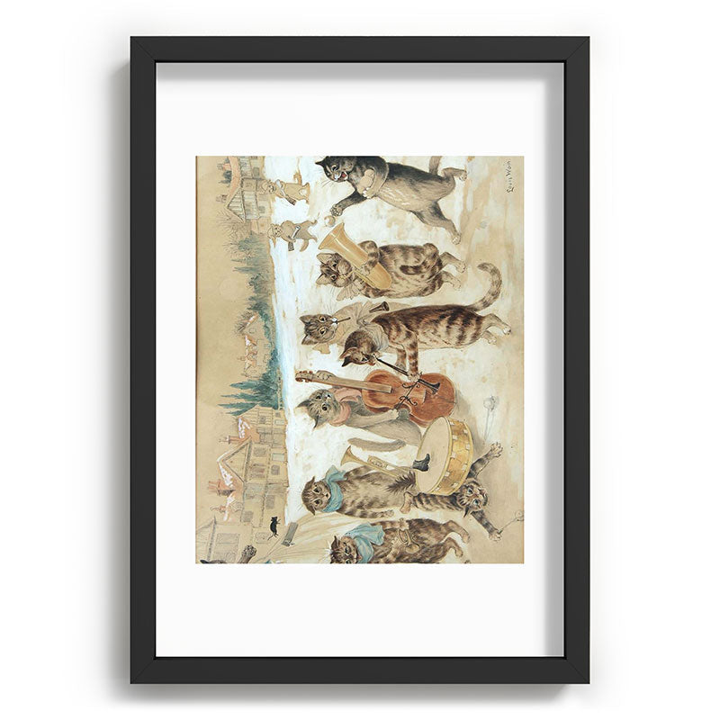 Carol Singing Cats' Funny Vintage Christmas Louis Wain Framed Art Print