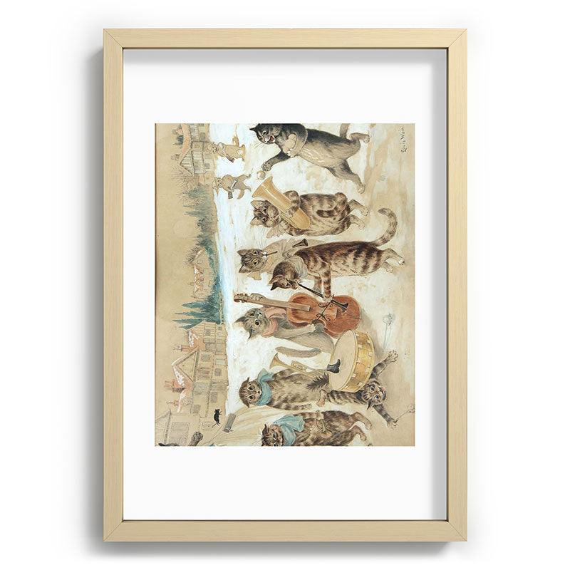 Carol Singing Cats' Funny Vintage Christmas Louis Wain Framed Art Print