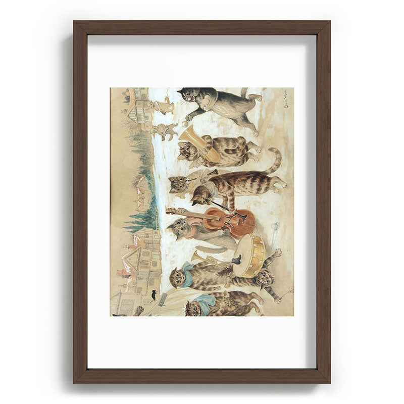 Carol Singing Cats' Funny Vintage Christmas Louis Wain Framed Art Print