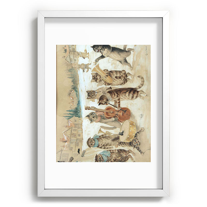 Carol Singing Cats' Funny Vintage Christmas Louis Wain Framed Art Print