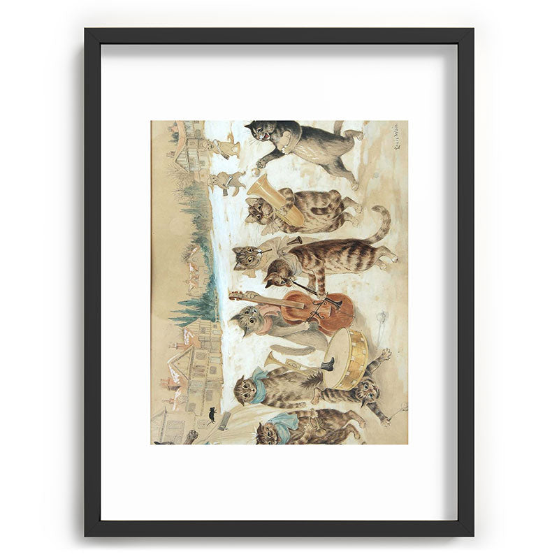 Carol Singing Cats' Funny Vintage Christmas Louis Wain Framed Art Print