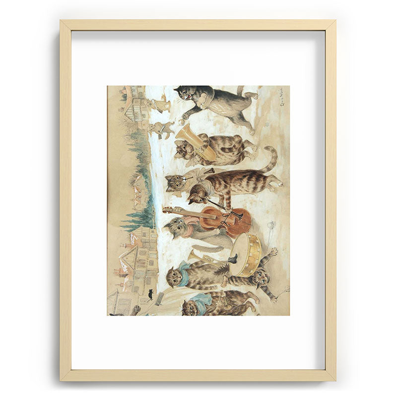 Carol Singing Cats' Funny Vintage Christmas Louis Wain Framed Art Print