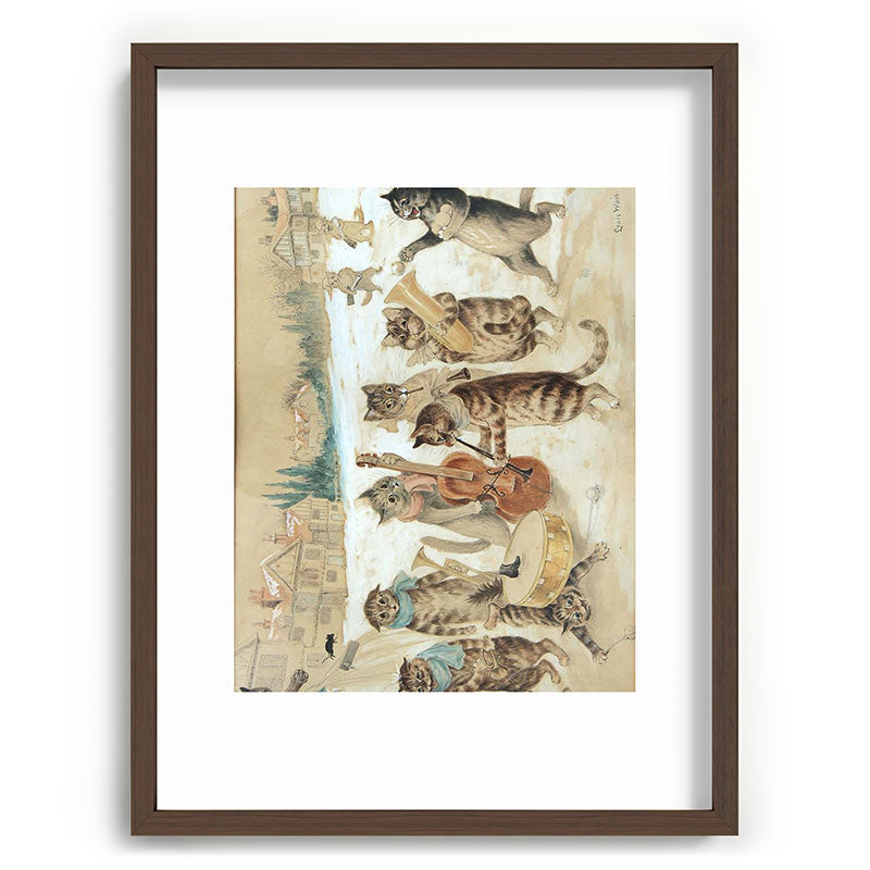 Carol Singing Cats' Funny Vintage Christmas Louis Wain Framed Art Print