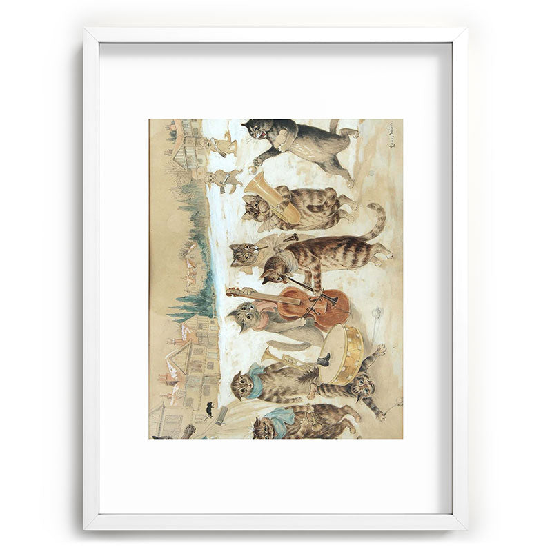 Carol Singing Cats' Funny Vintage Christmas Louis Wain Framed Art Print