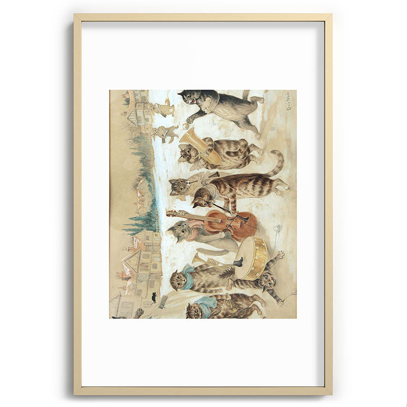 Carol Singing Cats' Funny Vintage Christmas Louis Wain Framed Art Print