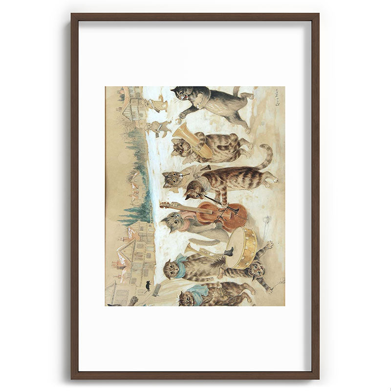 Carol Singing Cats' Funny Vintage Christmas Louis Wain Framed Art Print