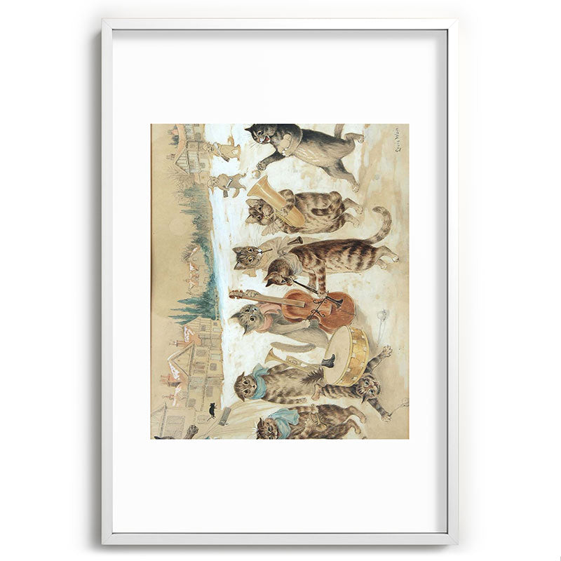 Carol Singing Cats' Funny Vintage Christmas Louis Wain Framed Art Print