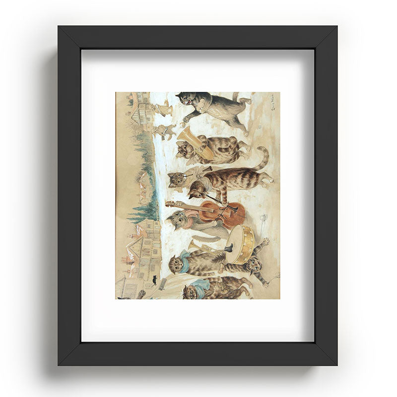 Carol Singing Cats' Funny Vintage Christmas Louis Wain Framed Art Print