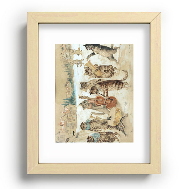 Carol Singing Cats' Funny Vintage Christmas Louis Wain Framed Art Print